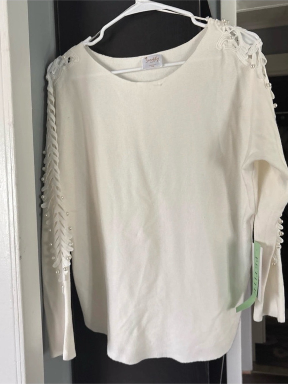 Siren Lily Cream Lace-Up Sleeve Women's Top